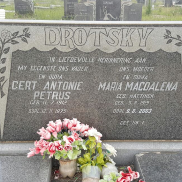 DROTSKY Gert Antonie Petrus 1912-1975 &amp;  Maria Magdalena HATTINGH 1919-2003
