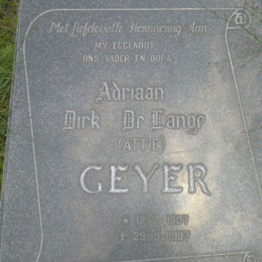GEYER Adriaan Dirk De Lange 1907-1987