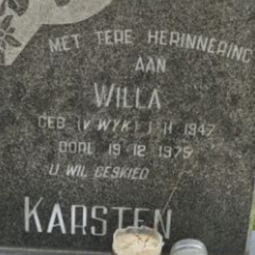 KARSTEN Willa nee V. WYK 1947-1975