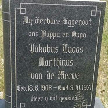 MERWE Jacobus Lucas Marthinus, van de 1908-1971