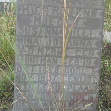 MERWE Susanna Willemina Johanna, van der nee BUIRMAN 1858-1897