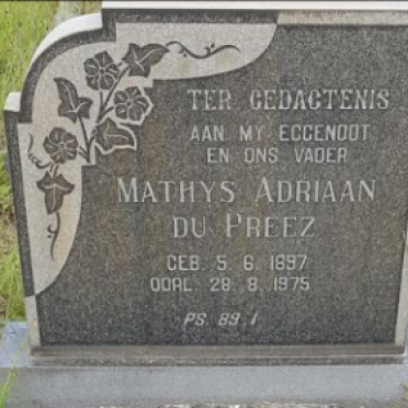 PREEZ  Mathys Adriaan, du 1897-1975
