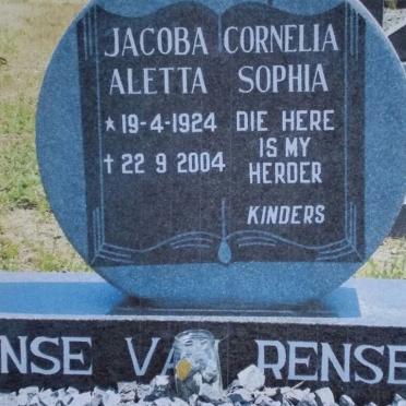 RENSBURG Jacoba Cornelia Aletta Sophia, Janse van 1924-2004