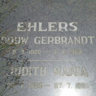 EHLERS Douw Gerbrandt 1920-1989 &amp; Judith Maria 1924-1986