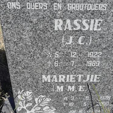 ERASMUS Rassie J.C. 1922-1989 &amp; Marietjie M.M.E. 1928-2000