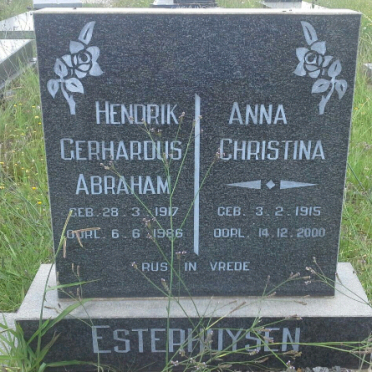 ESTERHUYSEN Hendrik Gerhardus Abraham 1917-1986 &amp; Anna Christina 1915-2000