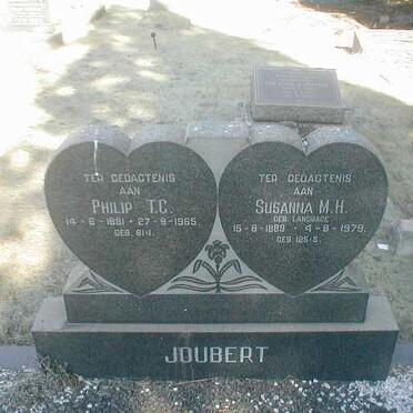 JOUBERT Philip T.B. 1881-1965 &amp; Susanna M.H. LANGUAGE 1889-1979