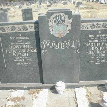 BOSHOFF Christoffel Petrus Pieterse 1893-1960 &amp; Martha Maria KRUGER 1901-1955