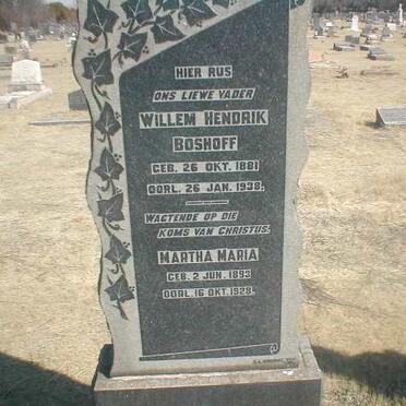 BOSHOFF Willem Hendrik 1881-1938 &amp; Martha Maria 1893-1928
