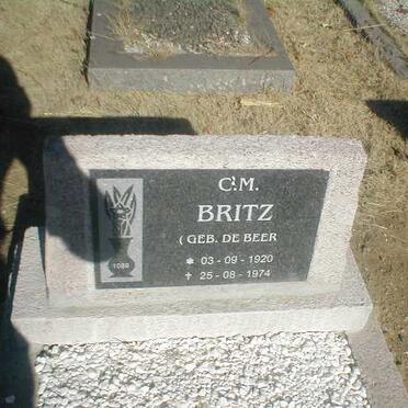 BRITZ C.M. geb. DE BEER 1920-1974