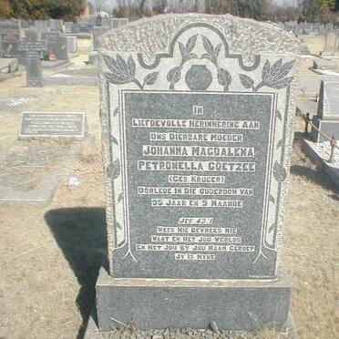 COETZEE  Johanna Magdalena Petronella nee KRUGER