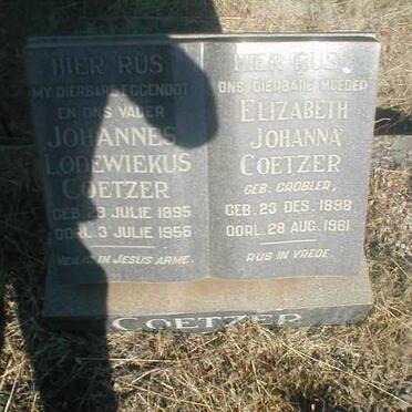 COETZER Johannes Lodewiekus 1895-1956 &amp; Elizabeth Johanna GROBLER 1898-1961