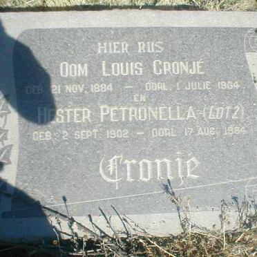 CRONJE Louis 1884-1964 &amp; Hester Petronella LOTZ 1902-1984