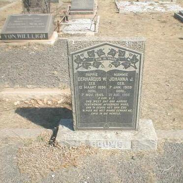GOUWS Gerhardus W 1896-1945 &amp; Johanna J 1909-1986