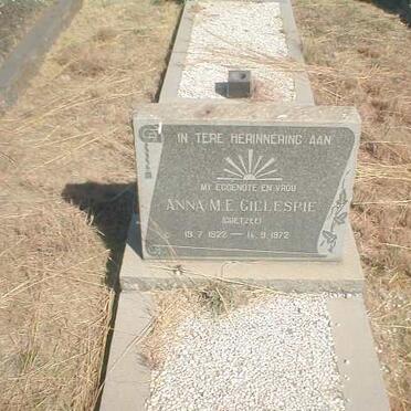 GILLESPIE Anna M E nee COETZEE 1922-1972