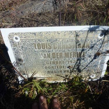 MERWE Louis Christiaan, van der 1921-1964