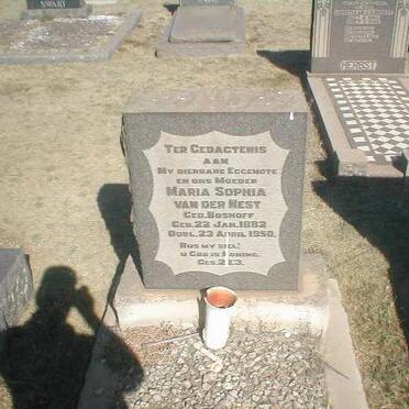 NEST Maria Sophia, van der, nee BOSHOFF 1882-1950