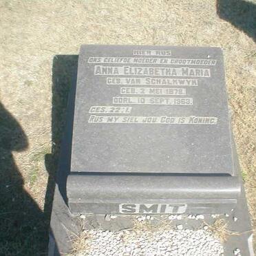 SMIT Anna Elizabeth Maria nee van SCHALKWYK 1878-1963