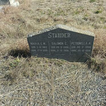 STANDER Maria E.M. 1922-1933 :: STANDER Petronella A. 1905-1906 :: STANDER Salomon C. 1908-1908 