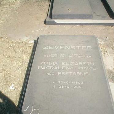 ZEVENSTER Maria Elizabeth Magdalena nee PRETORIUS 1903-2001