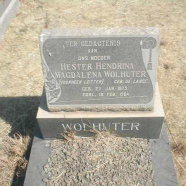WOLHUTER Hester Hendrina voorheen LOTTER geb. DE LANGE 1875-1964