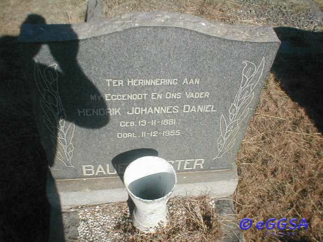 BAUERMEISTER Hendrik Johannes Daniel 1881-1955