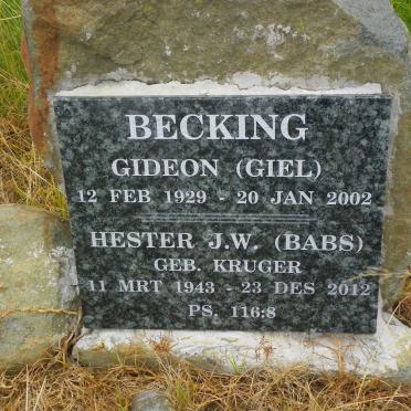 BECKING Gideon 1929-2002 &amp; Hester J.W. KRUGER 1943-2012