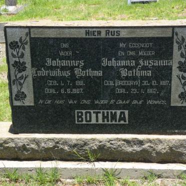 BOTHMA Johannes Lodewikus 1881-1967 &amp; Johanna Susanna BROODRYK 1887-1962