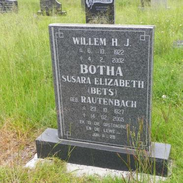 BOTHA Willem H.J. 1922-2002 &amp; Susara Elizabeth RAUTENBACH 1927-2005