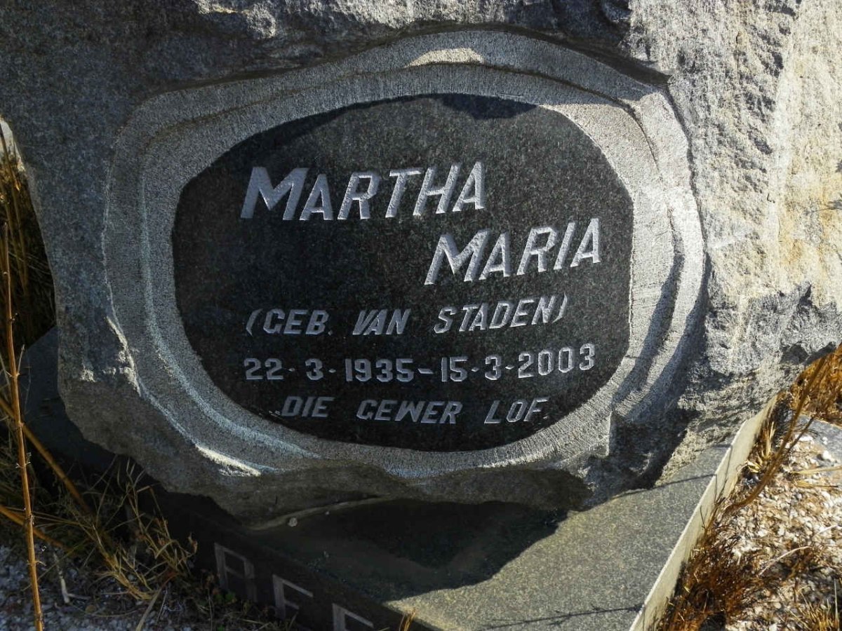 BEER Petrus Willem, de 1921-1969 &amp; Martha Maria VAN STADEN 1935-2003