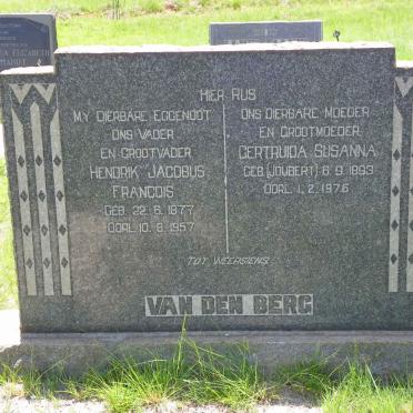 BERG Hendrik Jacobus Francois, van den 1877-1957 &amp; Gertruida Susanna JOUBERT 1893-1976