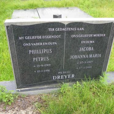 DREYER Phillipus Petrus 1919-1981 &amp; Jacoba Johanna Maria 1927-2008