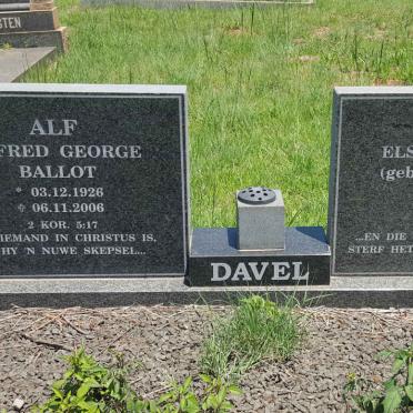 DAVEL Alfred George Ballot 1926-2006 &amp; Elsie Johanna DE KLERK 1932-2009