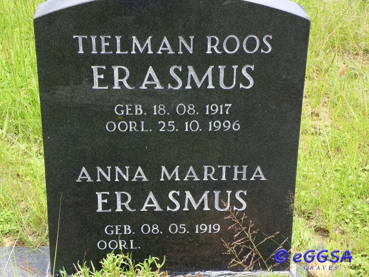 ERASMUS Tielman Roos 1917-1996 &amp; Anna Martha 1919-