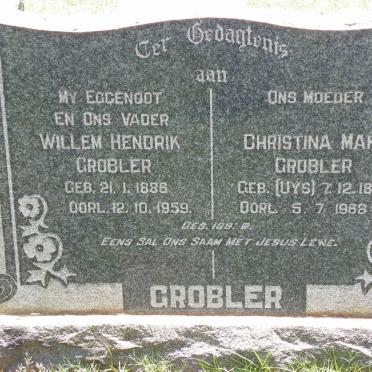 GROBLER Willem Hendrik 1886-1959 &amp; Christina Maria UYS 1888-1968