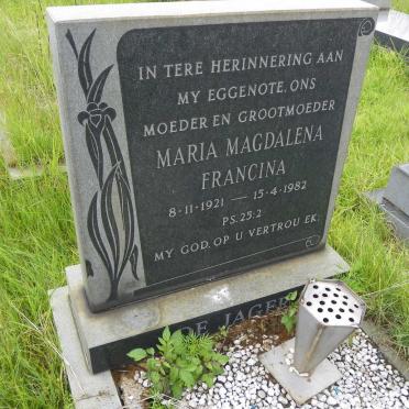 JAGER Maria Magdalena Francina, de 1921-1982