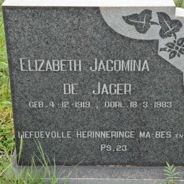JAGER Elizabeth Jacomina, de 1919-1983