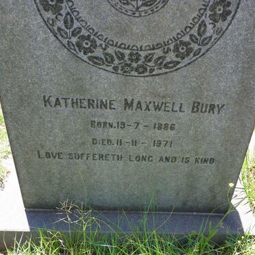 BURY Katherine Maxwell 1886-1971