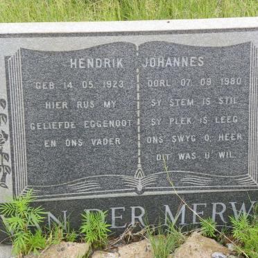 MERWE Hendrik Johannes, van der 1923-1980