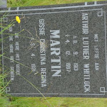MARTIN Arthur Luther Whitlock 1913-1997 &amp; Gissie Christina Regina 1921-