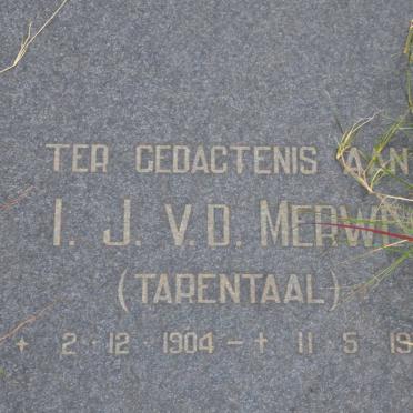 MERWE I.J., v.d. 1904-1979