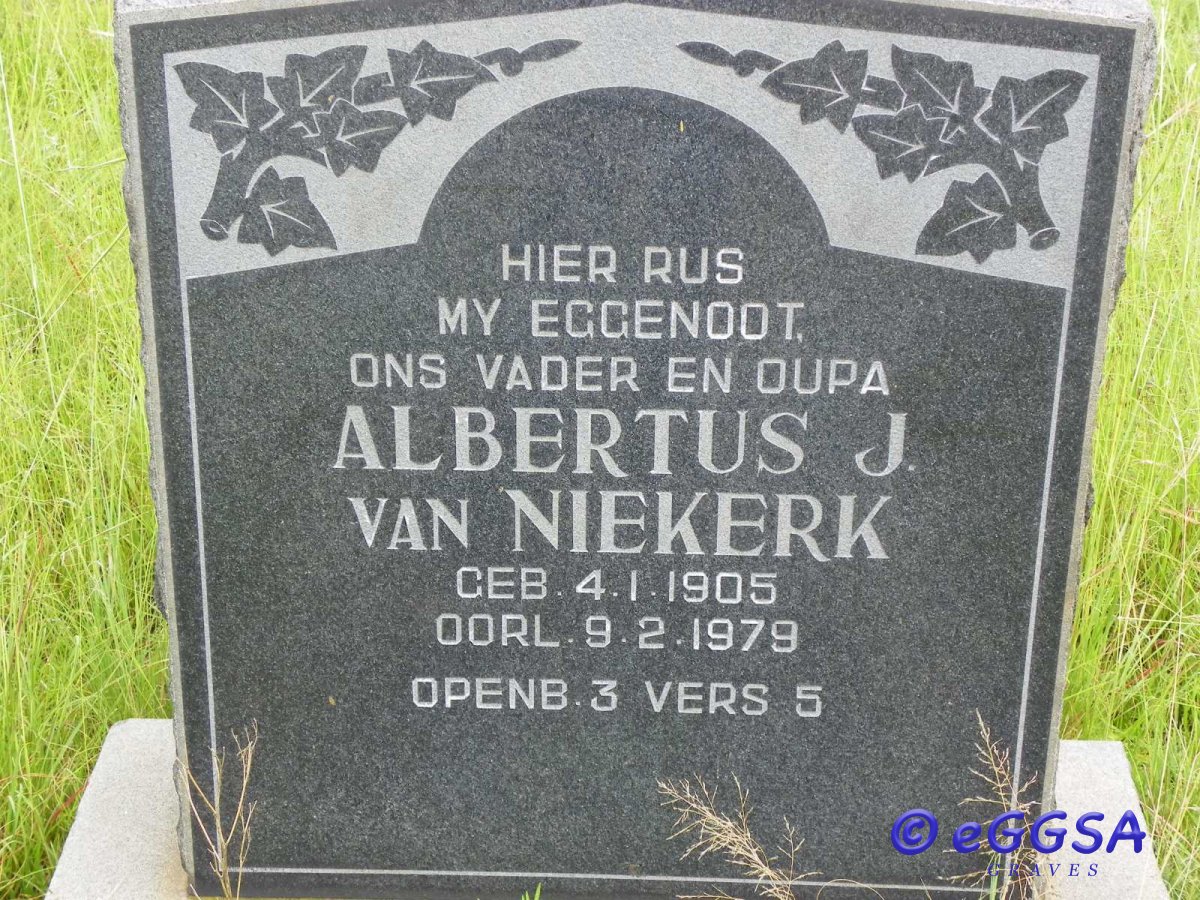 NIEKERK Albertus J., van 1905-1979