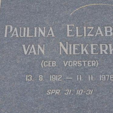 NIEKERK Paulina Elizabeth, van nee VORSTER 1912-1976