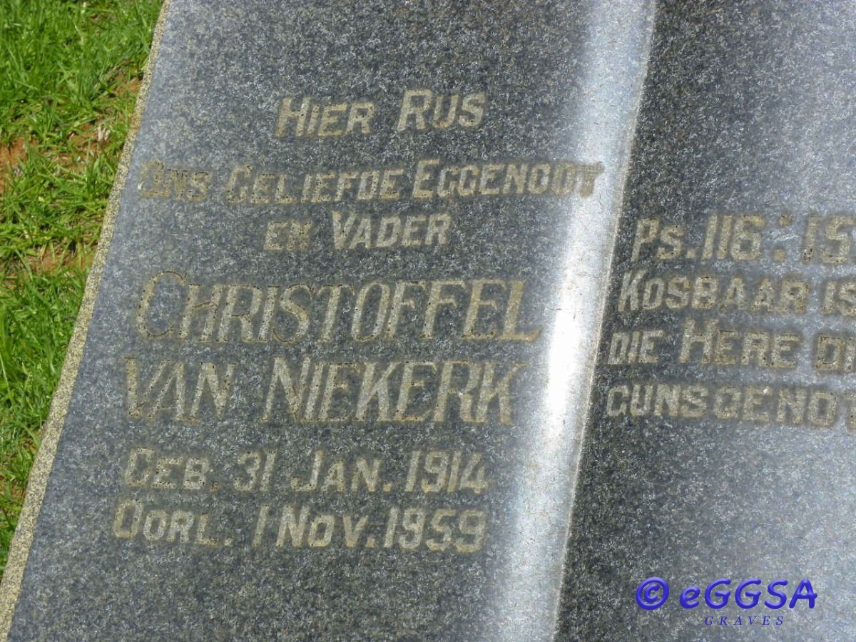 NIEKERK Christoffel, van 1914-1959