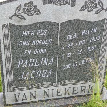 NIEKERK Paulina Jacoba, van nee MALAN 1903-1991