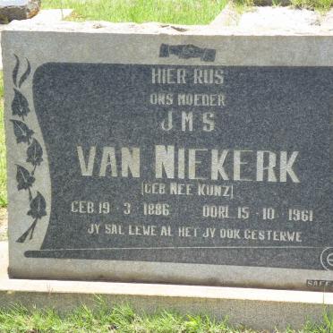 NIEKERK J.M.S., van nee KUNZ 1886-1961
