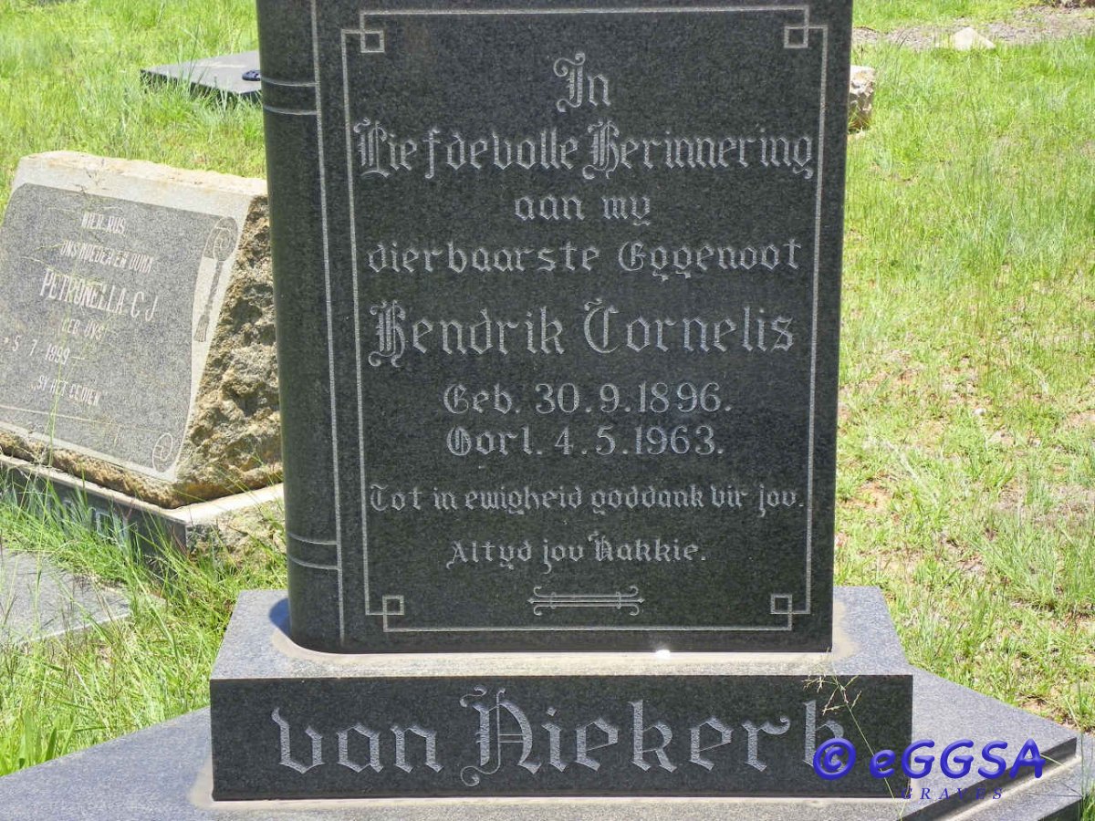 NIEKERK Hendrik Cornelis, van 1896-1963