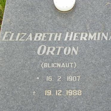 ORTON Elizabeth Hermina nee BLIGNAUT 1907-1988