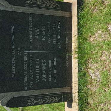 O'NEILL Mattheus Johannes 1889-1968 &amp; Anna  Maria VAN NIEKERK 1892-1976