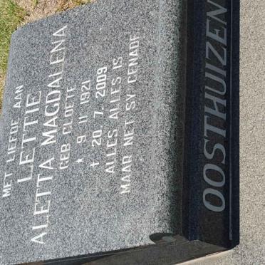 OOSTHUIZEN Johannes Francois 1913-1991 &amp; Aletta Magdalena CLOETE 1921-2009